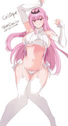 1girl abrokedrawer absurdres arm_warmers artist_request black_tiara blunt_bangs breasts detached_sleeves garter_straps grey_garter_straps grey_sleeves grey_sweater grey_thighhighs highres hololive hololive_english large_breasts long_hair looking_at_viewer meme_attire mori_calliope navel pink_hair red_eyes ribbon sideboob sidelocks simple_background smile solo sweater thighhighs tiara turtleneck turtleneck_sweater underboob virgin_destroyer_sweater virtual_youtuber