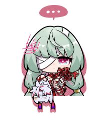 ... 1girl animalization bandage_over_one_eye bandaged_arm bandages bright_pupils closed_mouth commentary dog-san flower flower-shaped_pupils highres holding holding_flower looking_at_viewer phrolova_(wuthering_waves) scar_(wuthering_waves) simple_background spider_lily spoken_ellipsis straight-on symbol-only_commentary symbol-shaped_pupils white_background white_pupils wuthering_waves