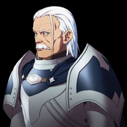 1boy angry armor black_background blue_eyes fire_emblem lonato_(fire_emblem) long_hair looking_at_viewer male_focus nintendo solo solo_focus white_hair