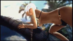 Rule 34 | 1girl, animated, animated gif, ass, bikini, bouncing breasts, breasts, christie (doa), cleavage, climbing, climbing tree, dead or alive, dead or alive xtreme 2, female focus, hanging breasts, jewelry, large breasts, legs, navel, necklace, sideboob, solo, swimsuit, tecmo, thong, underboob