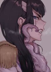 Rule 34 | 1girl, black hair, blue eyes, commentary, english commentary, epaulettes, from side, highres, junketsu, kill la kill, kiryuuin satsuki, life fiber, living clothes, long hair, solo, tentacles, tresmarrow