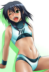 1girl blush crotch diana_rial digdug006 female_focus knee_pads navel one_eye_closed open_mouth solo sweat teeth underwear wink wrestle_angels wrestle_angels_survivor wrestle_angels_survivor_2 wrestler wrestling_outfit wristband