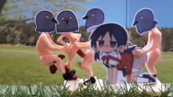 2girls 3boys all_fours animated backpack bag bird black_hair breasts chibi clothes_lift doggystyle dress dress_lift expressionless group_sex hetero kaai_yuki kanikama kyoufuu_all_back_(vocaloid) loli mob_face multiple_boys multiple_girls orgy outdoors penis photo_(medium) randoseru real_life sex sex_from_behind short_twintails small_breasts sound source_request sweat sweatdrop tagme testicles twintails video vocaloid volume_warning what