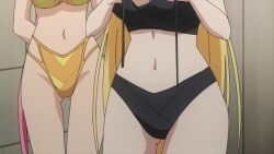 4girls adjusting_clothes adjusting_swimsuit animal_ears animated anime_screenshot ass bare_shoulders bikini black_bikini black_hair blonde_hair blue_eyes breasts cat_ears cat_girl cecile_(aiomodarkelf) chotto_dake_ai_ga_omoi_dark_elf_ga_isekai_kara_oikakete_kita cleavage collarbone colored_inner_hair dark-skinned_female dark_elf dark_skin elf gradient_hair green_eyes hand_on_own_chest highleg highleg_bikini highres large_breasts long_hair mariabelle_(chotto_dake_ai_ga_omoi_dark_elf_ga_isekai_kara_oikakete_kita) mei_(aiomodarkelf) mole mole_under_eye multicolored_hair multiple_girls navel pink_bikini pink_hair pointy_ears purple_hair purple_nails short_hair slit_pupils sound stomach striped_bikini striped_clothes swimsuit tagme thighs two-tone_hair very_long_hair video white_bikini white_hair wide_hips yellow_bikini yellow_eyes