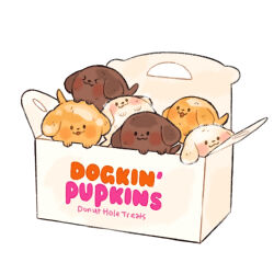 :3 animal animal_focus baby_animal brand_name_imitation dog dunkin&#039;_donuts logo_parody mjoyart no_humans original puppy simple_background white_background