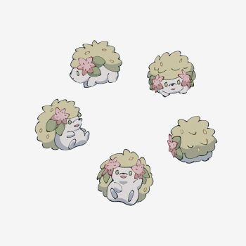 Rule 34 | animal focus, closed mouth, flower, full body, gen 4 pokemon, green eyes, hedgehog, highres, legendary pokemon, mythical pokemon, nintendo, no humans, open mouth, pink flower, pokemon, pokemon (creature), pokemon focus, shaymin, shaymin (land), simple background, smile, smprfms, waving, white background