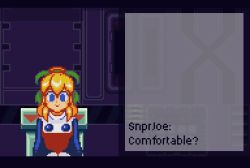 1girl aged_up animated animated_gif blonde_hair blue_eyes breasts capcom cleft_of_venus hacking looping_animation lowres mega_man_(classic) mega_man_(series) mind_control naughty_face nude orgasm pixel_art ponytail pussy ribbon roll_(mega_man) solo_focus swimsuit text_focus v