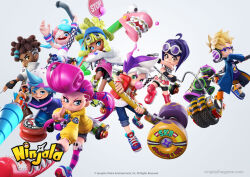 3d 4boys 4girls absurdly_long_hair ahoge anime_coloring ankle_boots aqua_eyes aqua_hair artist_request asymmetrical_hair backwards_hat badge ball bandaid bandaid_on_face bandaid_on_nose baseball_cap basketball_(object) belt belted_jacket belted_shorts berecca_(ninjala) bike_shorts black_boots black_bridal_gauntlets black_collar black_gloves black_outline black_pants black_shirt black_shorts black_undershirt blonde_hair blowing_bubbles blue-framed_eyewear blue_boots blue_coat blue_eyes blue_hairband blue_hood blue_hoodie blue_pants blue_pupils blue_shirt blue_shoes blue_shorts blue_sleeves blunt_bangs bolt_action boots braces breast_pocket bridal_gauntlets brown_boots brown_hair burton_(ninjala) buttons checkered_flag checkered_print chewing_gum child clenched_hand closed_mouth clothes_down coat collar collared_coat collared_jacket collared_shirt collared_vest commentary company_name copyright_name copyright_notice dark-skinned_female dark-skinned_male dark_skin denim denim_shorts drawstring dreadlocks drill drill_beast emma_(ninjala) english_commentary english_text everyone extreme_motor eyelashes eyepatch eyewear_on_head facial_scar fake_teeth fingerless_gloves flag flame_print flat_chest freckles frown fur-trimmed_jacket fur_trim glasses gloves green_hair grey_sleeve_cuffs grin gun hair_ornament hair_tie hairband hairclip half_updo hands_in_pockets happy hat headphones high_collar holding holding_pole holding_weapon hood hood_down hooded_shirt hoodie horizontal-striped_sleeves horizontal-striped_thighhighs impossible_hair ippon_katana iron_noise jacket jane_(ninjala) jeans kappei_(ninjala) kinky_hair knee_boots kuji-in lace-up_boots lapels leather leather_gloves logo_print long_hair long_mouth long_shirt long_sidelocks long_sleeves looking_at_viewer looking_to_the_side lucy_(ninjala) medical_eyepatch multicolored_coat multicolored_hair multicolored_jacket multicolored_shoes multiple_boys multiple_girls ninja_yo-yo ninjala nose notched_lapels o-ring official_art one_eye_covered open_clothes open_jacket open_mouth orange_sleeves outline padded_vest pants pants_rolled_up pantyhose parted_bangs parted_hair partially_open_jacket pin pink_belt pink_hair pink_shirt pink_stripes pink_thighhighs platform_boots pocket pole pompadour ponytail pop_eye popped_collar print_jacket print_shirt print_shoes print_sleeves puffy_long_sleeves puffy_shorts puffy_sleeves purple_thighhighs race_queen red_belt red_boots ribbed_sweater road_sign ron_(ninjala) scar scar_on_cheek scar_on_face scrap_saber semi-rimless_eyewear serious shiny_footwear shirt shoe_soles shoes short_hair short_shorts short_sleeves shorts shuriken_print sidecut sidelocks sign simple_background single_bare_arm single_fishnet_armwear single_fishnet_legwear single_leg_pantyhose single_sleeve sk8_hammer skinny skull_print sleeveless sleeveless_jacket sleeveless_shirt sleeves_rolled_up smile sneakers soles solo speaker spiked_hair_ornament star_(symbol) star_print stop_sign streaked_hair streetwear striped_clothes striped_shorts striped_sleeves striped_wristband sunglasses sweater swept_bangs teeth text_print thick_eyebrows thigh_boots thighhighs tongue tongue_out torn_clothes torn_shorts triangle_print twintails two-sided_coat two-sided_fabric two-sided_jacket two-tone_coat two-tone_hair two-tone_jacket two-tone_shirt two-tone_shoes undercut undershirt unworn_jacket unzipped upper_teeth_only v-shaped_eyebrows van_(ninjala) very_long_hair vest weapon wheel white-framed_eyewear white_background white_coat white_hair white_hat white_jacket white_pantyhose white_shirt white_shoes white_sleeve_cuffs white_sleeves wrestling_boots wristband x_hair_ornament yellow_eyes yellow_jacket yellow_shoes yellow_sleeve_cuffs zipper zipper_pull_tab