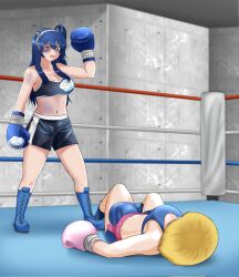 2girls azayakasket boxing boxing_gloves catfight defeat humiliation multiple_girls tagme