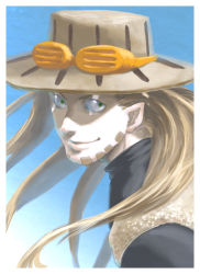 1boy bad_id bad_pixiv_id beard facial_hair green_eyes gyro_zeppeli hat jaaaan jojo_no_kimyou_na_bouken long_hair male_focus solo steel_ball_run