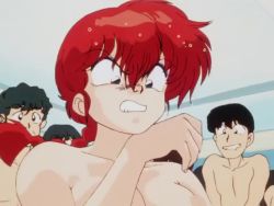 1990s_(style) 1girl 6+boys angry animated bald barefoot bathhouse blue_eyes bouncing_breasts braid breast_focus breasts chinese_clothes city cleavage defeat facial_hair falling genderswap genderswap_(mtf) happosai long_hair looking_at_another looking_at_breasts looking_away medium_breasts multiple_boys mustache naked_towel nipples old old_man ponytail punching ranma-chan ranma_1/2 red_hair retro_artstyle saotome_ranma short_hair shouting single_braid size_difference smile talking towel upper_body video violence water white_hair