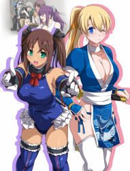 alice_gear_aegis blonde_hair breasts cosplay dark_skin dead_or_alive gaijin_4koma_(meme) highres kaneshiya_sitara kasumi_(doa)_(cosplay) large_breasts marie_rose_(cosplay) meme smile yukitaka