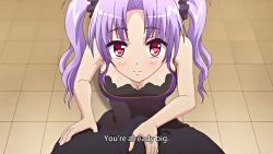 1girl animated anime_screenshot ass black_legwear blue_panties blush breasts caressing_testicles censored cleavage cleavage_cutout clothing_cutout cum cum_in_mouth cum_on_body cum_on_breasts cum_on_upper_body dress ejaculation fellatio green_panties handjob hime-sama_love_life! large_breasts licking oral ou_maika panties penis poro purple_hair pussy_juice red_eyes sound subtitled testicle_grab testicles thighhighs toilet toilet_stall twintails underwear video wet wet_clothes wet_panties