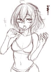 Rule 34 | 1girl, artist request, bra, highres, long tongue, navel, tagme, tongue, tongue out, underwear