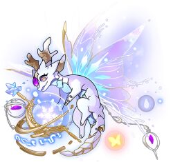 Rule 34 | bug, butterfly, butterfly wings, dragon, dragon village (series), dragon village collection, game cg, insect, insect wings, metis (dragon village), metis (winter snowflake) (dragon village), no humans, official art, orb, purple eyes, purple wings, symbol-shaped pupils, third-party source, transparent background, water drop, wings