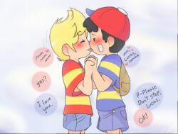 bad_tag black_hair blonde_hair child hat lucas_(mother_3) mother_(series) mother_2 mother_3 ness_(mother_2) nintendo red_hat shirt shota striped_clothes striped_shirt super_smash_bros. yaoi