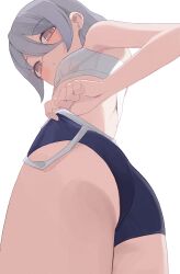 1girl bra brown_eyes grey_hair hair_between_eyes highres hiroki_(yyqw7151) looking_at_viewer original simple_background solo underwear white_background white_bra