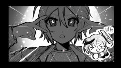 Rule 34 | + +, 1boy, absurdres, boxcutter, chibi, commentary request, double v, gakuran, greyscale, highres, holding, holding boxcutter, looking at viewer, male focus, meme, miku miku beaaaam!! (meme), monochrome, randal&#039;s friends, school uniform, tsukada satoru, v, v over eye, zakuro (kdxd87965)