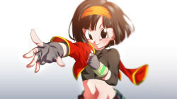 Rule 34 | 1girl, black eyes, black hair, closed mouth, crop top, dragon ball, dragon ball gt, dragon ball heroes, fingerless gloves, gloves, hairband, looking at viewer, midriff, navel, orange hairband, pan (dragon ball), pan (xeno), pan (xeno) (dragon ball), rom (20), shorts, smile, solo, wristband
