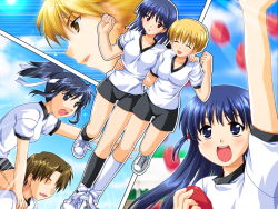 00s 1boy 5girls ^_^ blonde_hair blue_eyes blue_hair blush brown_hair closed_eyes dutch_angle long_hair multiple_girls outdoors sarah_adiemus sawachika_eri school_rumble smile suou_mikoto_(school_rumble) tsukamoto_tenma tsukamoto_yakumo two_side_up