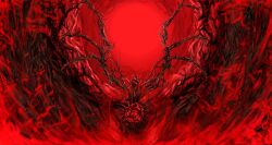 absurdres blood extra_eyes flower four-hundred_roses hen_na highres limbus_company monster no_humans plant plant_wings project_moon red_background red_eyes red_flower red_rose rose thorns vines wings