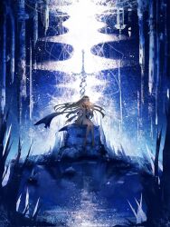 Rule 34 | 1girl, bare legs, bare shoulders, black collar, black dress, blonde hair, blue eyes, cartethyia (wuthering waves), collar, commentary, dress, earrings, feet, hair spread out, hand up, hashtag-only commentary, highres, icekreamf05, jewelry, legs, long hair, looking at object, necklace, parted bangs, pointy ears, sidelocks, sitting, solo, tabard, tacet mark (wuthering waves), toes, white tabard, wide shot, wuthering waves