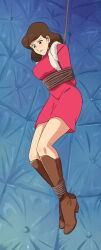 absurdres arms_behind_back bdsm bondage bound bound_ankles bound_arms breasts brown_eyes brown_hair highres large_breasts lost_one_zero lupin_iii mine_fujiko rope
