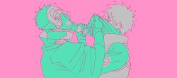 Rule 34 | 2boys, clothes grab, fingerless gloves, gloves, hatake kakashi, high collar, long sleeves, looking at another, male focus, mask, mouth mask, multiple boys, naruto (series), naruto shippuuden, obobkkp, short hair, spiked hair, tobi (naruto), uchiha obito, vest