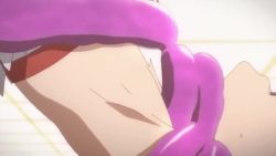 10s 1girl animated anime_screenshot armpits asuna_(sao) bdsm bondage bound brown_eyes brown_hair clenched_teeth closed_eyes indoors looking_at_viewer midriff navel open_mouth pointy_ears restrained suspension sweatdrop sword_art_online teeth tentacles titania_(sao) upside-down video