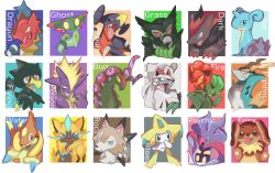 armor beak black_eyes black_sclera blue_eyes brown_eyes claws cobalion colored_sclera creatures_(company) dachsbun dreepy druddigon electricity fins floatzel furry game_freak garchomp gen_1_pokemon gen_2_pokemon gen_3_pokemon gen_4_pokemon gen_5_pokemon gen_6_pokemon gen_7_pokemon gen_8_pokemon highres horns jirachi lapras legendary_pokemon licking_lips lycanroc lycanroc_(midday) malamar murkrow mythical_pokemon nintendo oisisabatugun open_mouth pokemon pokemon_(creature) scolipede scovillain shell silvally single_horn slit_pupils spikes tongue tongue_out toxtricity toxtricity_(amped) wings yellow_eyes yellow_sclera zarude zeraora zoroark