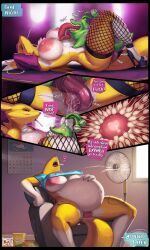 absurdres angry breasts cum cum_in_pussy digimon furry highres impregnation licking licking_breast magnetus numemon pregnant pussy renamon vaginal x-ray