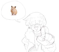 1girl 1shermieaday breasts cleavage curvy earrings female_focus fluffy hamster hand_up heart huge_breasts jacket jewelry large_breasts long_hair looking_at_viewer shermie_(kof) smile smiley_face the_king_of_fighters