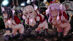 3girls absurdres age_difference all_fours anal anal_beads anal_object_insertion anal_tail animal_collar animal_ear_fluff animal_ears animal_hands areola_piercing arms_behind_back backpack bag bell bitch_taken_for_walk blush breasts butt_plug chloe_von_einzbern clenched_teeth clothed_male_nude_female collar elbow_pads exhibitionism fake_animal_ears fake_paws fake_tail fate/kaleid_liner_prisma_illya fate_(series) female_focus gloves hands_behind hard-translated highres humiliation illyasviel_von_einzbern jingle_bell lamppost leash loli long_hair miyu_edelfelt multiple_girls navel navel_tattoo neck_bell night nipple_piercing nipple_tag nipples nude object_insertion open_mouth outdoors paw_gloves paw_shoes pet_play petgirl piercing pink_eyes public_indecency pussy_juice pussy_juice_trail randoseru remote_control_vibrator road_sign saliva sex_toy shoes sign small_breasts small_nipples stomach_tattoo sweat tail tail_bell tail_ornament tattoo tearing_up teeth thighhighs third-party_edit tongue tongue_out touchuu_kasou vibrator vibrator_cord vibrator_in_thighhighs yellow_eyes