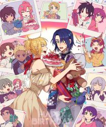 Rule 34 | 6+boys, 6+girls, athrun zala, birthday, birthday cake, blonde hair, blue eyes, blue hair, blush, bouquet, brown eyes, brown hair, cagalli yula athha, cake, closed eyes, confetti, dark-skinned male, dark skin, dearka elsman, dress, english text, flower, food, gift, green eyes, grey eyes, grey hair, gundam, gundam seed, gundam seed destiny, gundam seed freedom, halo, happy birthday, haro, hat, holding, holding bouquet, jacket, kira yamato, kkomcce, lacus clyne, ledonir kisaka, lenore zala, long hair, lunamaria hawke, medium hair, meer campbell, meyrin hawke, miriallia haw, multiple boys, multiple girls, multiple views, necktie, nicol amafli, open mouth, party, party hat, party popper, patrick zala, pink hair, ponytail, purple eyes, red eyes, shinn asuka, shirt, short hair, smile, sweatdrop, yzak joule