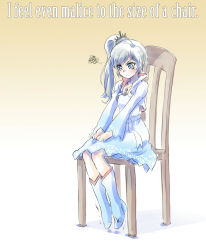 &gt;:( 1girl angry blue_eyes chair english_text female_focus full_body gradient_background highres iesupa petite rwby scar shaking sitting solo squiggle text_focus trembling upset weiss_schnee white_hair