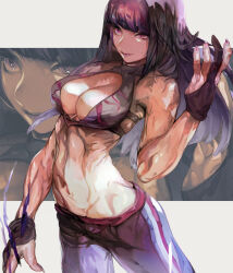 1girl aekutie han_juri navel pants street_fighter street_fighter_v tagme toned toned_female