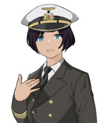Rule 34 | 1boy, azur lane, black necktie, blue eyes, buttons, commander (azur lane), commentary, double-breasted, english commentary, grey jacket, i&#039;m stuff (meme), jacket, looking at viewer, meme, necktie, parallelrey, pointing, pointing at self, robert downey jr., shirt, short hair, simple background, solo, upper body, white background, white shirt