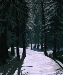 Rule 34 | 23i2ko, bare tree, blurry, dark, depth of field, forest, highres, hill, moonlight, nature, no humans, original, scenery, shadow, snow, tree, winter