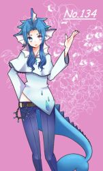 fins gen_1_pokemon head_fins heterochromia highres nintendo personification pokemon pokemon_(creature) purple_background vaporeon zeroichi_(axel0716)