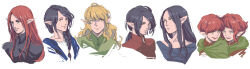 Rule 34 | 6+boys, amras, amrod, androgynous, black hair, blonde hair, braid, brothers, caranthir, celegorm, closed mouth, curufin, earrings, elf, floating hair, jewelry, long hair, looking at another, looking at viewer, looking down, maedhros, maglor, male focus, multiple boys, open mouth, pixiv id 2618986, pointy ears, prince, red hair, siblings, smile, teeth, the silmarillion, tolkien&#039;s legendarium, twins, upper teeth only, wavy hair