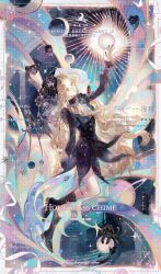1girl black_dress blonde_hair boots dress full_body highres long_hair long_sleeves original qian_shushushu smile solo yellow_eyes