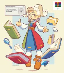 Rule 34 | 1girl, absurdres, book, english text, file, floating, gaziter, glasses, highres, humanization, long hair, looking at viewer, magnifying glass, solo, speech bubble, white hair, winrar, zip file (object), zipper, zipper earrings