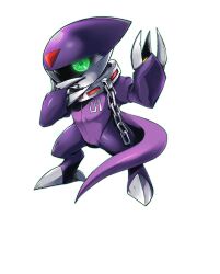 armor bemmon chain collar digimon digimon_(creature) digimon_card_game digimon_liberator full_body green_eyes helmet one-eyed purple_armor purple_helmet simple_background transparent_background
