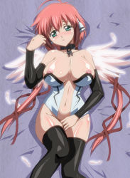 1girl breasts female_focus ikaros large_breasts nipples pink_hair sora_no_otoshimono source_request