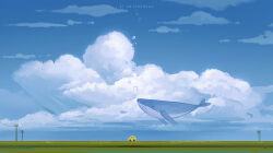 blue_sky bubble car cloud cloudy_sky day huhv. motor_vehicle no_humans original outdoors power_lines scenery sky utility_pole whale