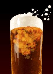 beer_glass bubble drink foam food_focus from_side glass gradient_background highres hisachan55cute ice original pixel_art simple_background still_life