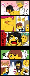 3boys anal blush cum cumdrip erection happy_sex highres lego male_focus male_penetrated multiple_boys naughty_face ninjago penis saliva sex shimotsuki_kitsune text_focus the_lego_group yaoi