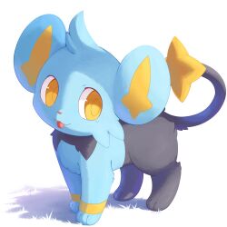 absurdres gen_4_pokemon highres looking_at_viewer nevedoodle nintendo no_humans pokemon pokemon_(creature) shadow shinx simple_background solo tongue tongue_out white_background