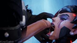 1boy 1girl 3d animated animated_gif cum cum_in_mouth cum_on_body facial fellatio forced_drinking hetero kreisake oral overwatch overwatch_1 penis reaper_(overwatch) sombra_(overwatch) swallowing uncensored