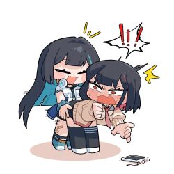 Rule 34 | 2girls, blush, character request, copyright request, headphones, headphones around neck, humiliation, humping, multiple girls, school uniform, sexually suggestive, teeny (nonzone), yuri